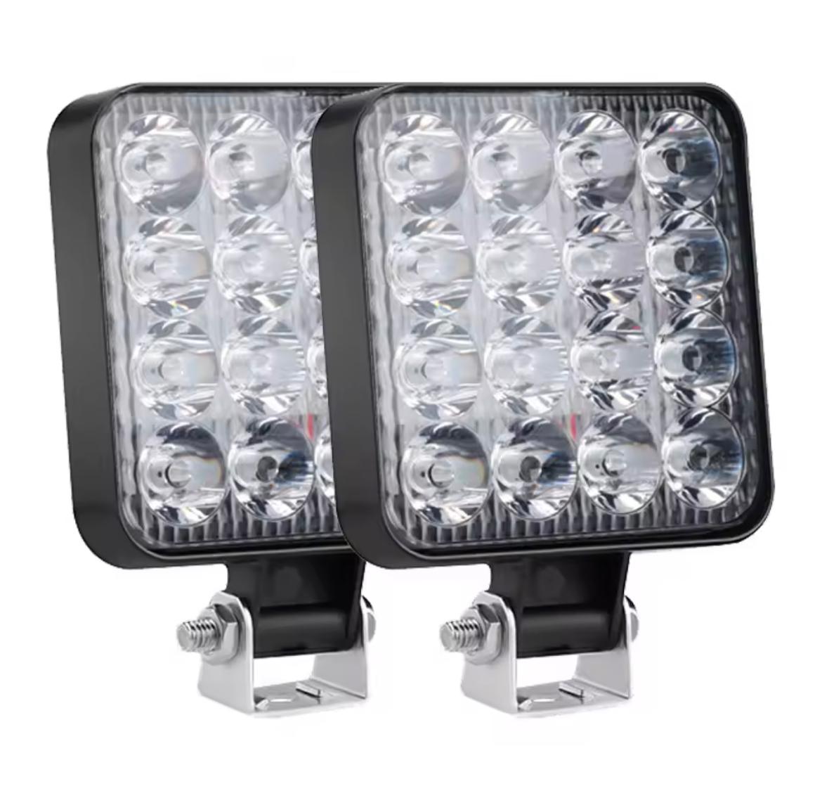 זוג פנסי עבודה LED מרובעים עם תושבת